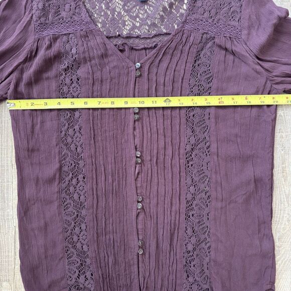 American Eagle Womens Purple Tunic Size L Crochet Lace Boho Fairy Sheer Flowy - Picture 12 of 13